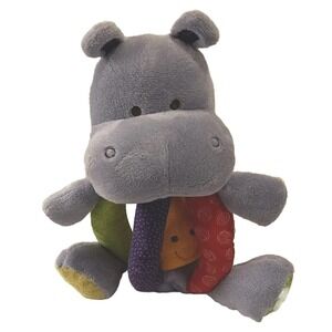 Earlyears brand baby toy plush vibrating purple hippo with orange star